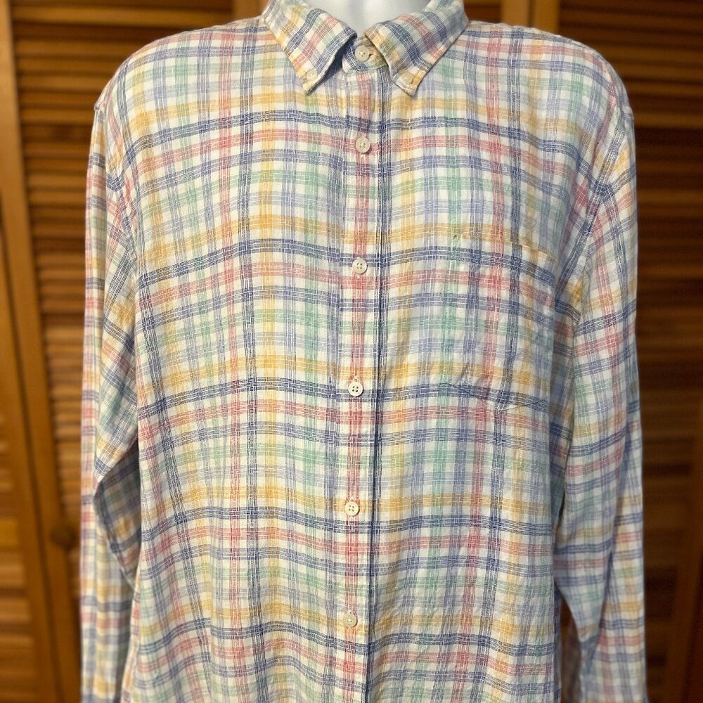 J. CREW SZ XXL LINEN BLEND LONG SLEEVE DRESS SHIRT